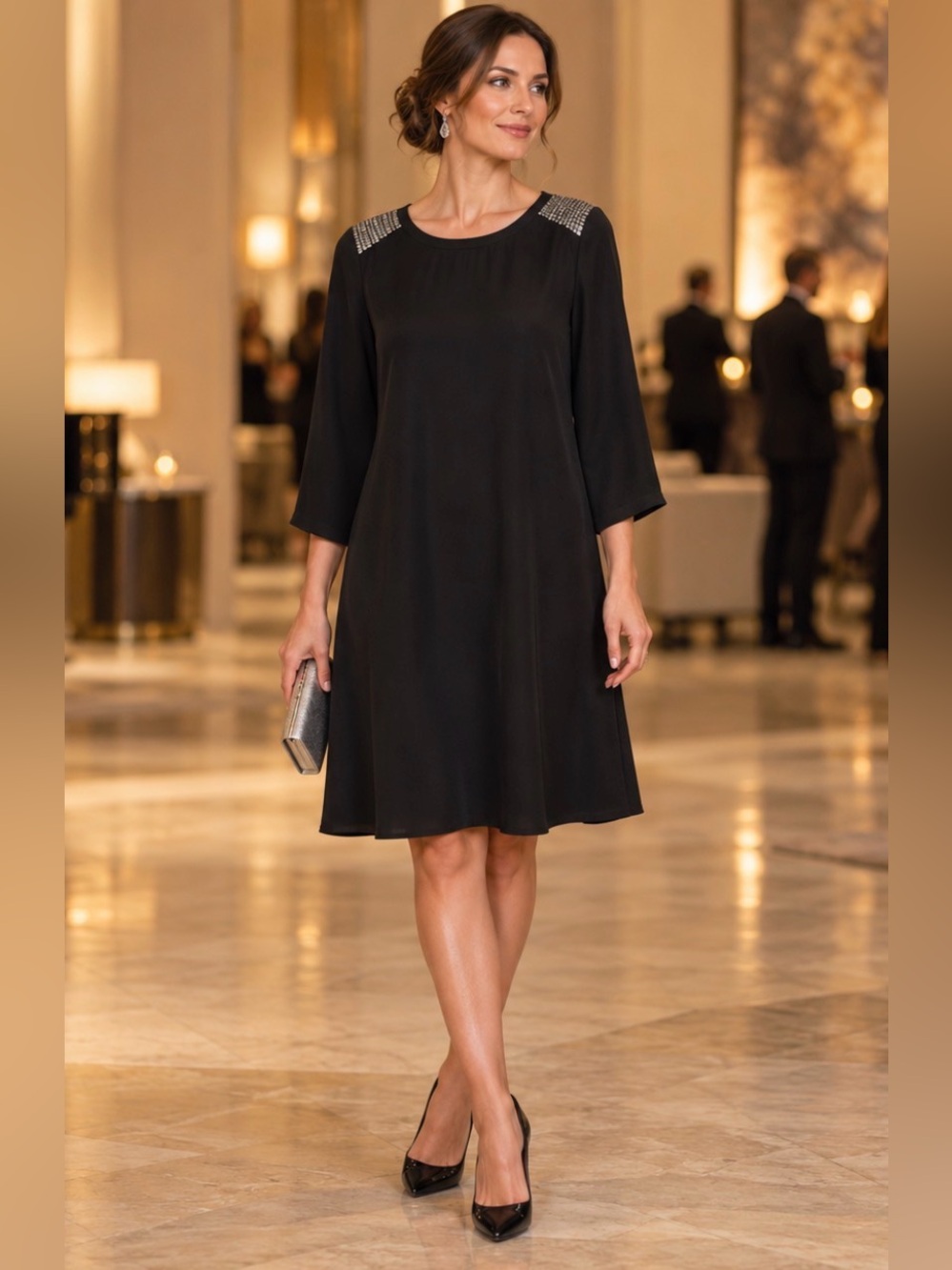 Eileen Fisher Black sheath Dress Silk Evening Cocktail Party XS S Wedding event